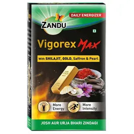 Zandu Vigorex Max with with Shilajit, Gold, Saffron & Pearl, 20 Capsules